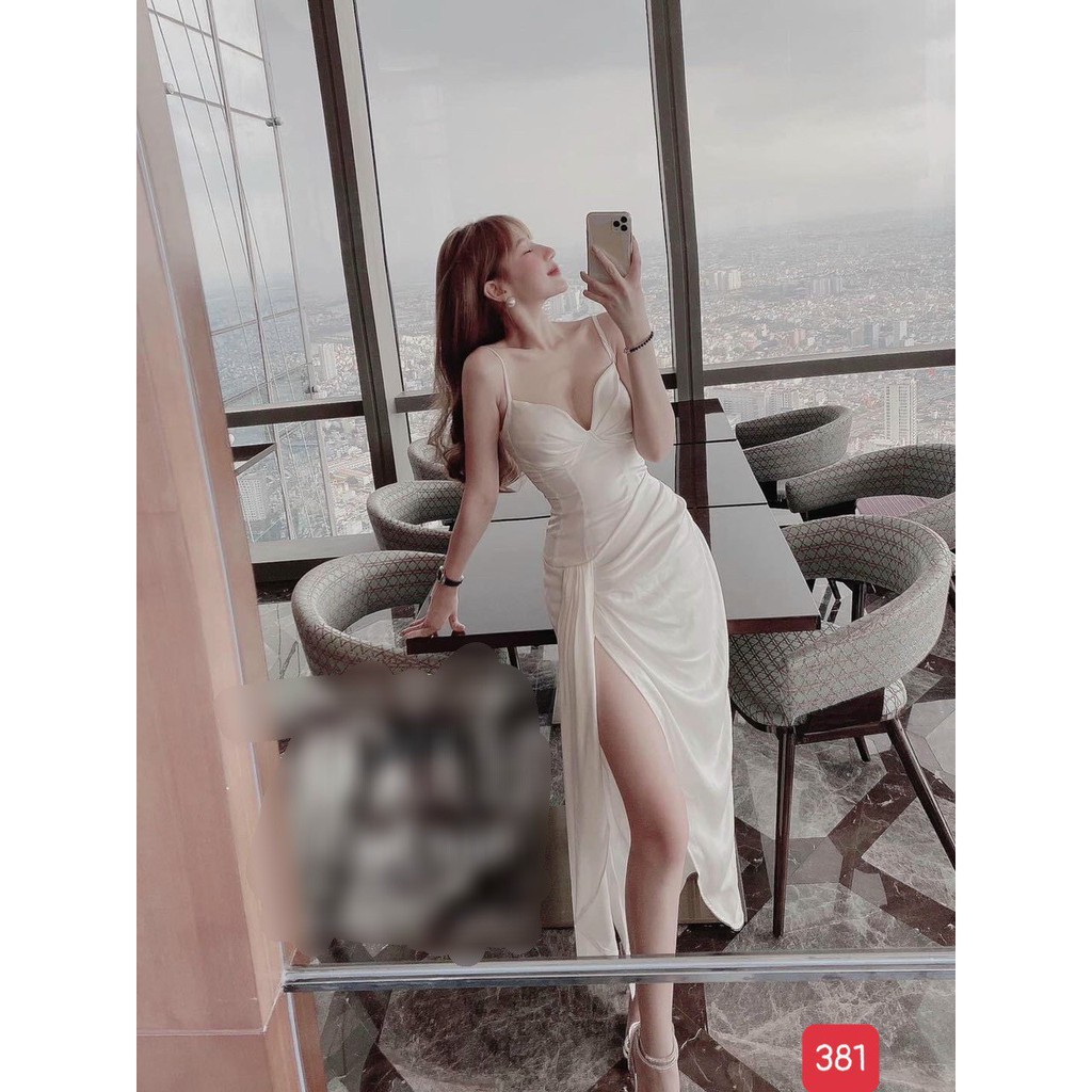 Set váy đầm satin sẻ tà kèm quần siêu tôn dáng ROZMODA DA0092