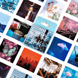 Set sticker PHONG CẢNH VINTAGE MÀU XANH DƯƠNG 40-46 chiếc trang trí siêu xinh