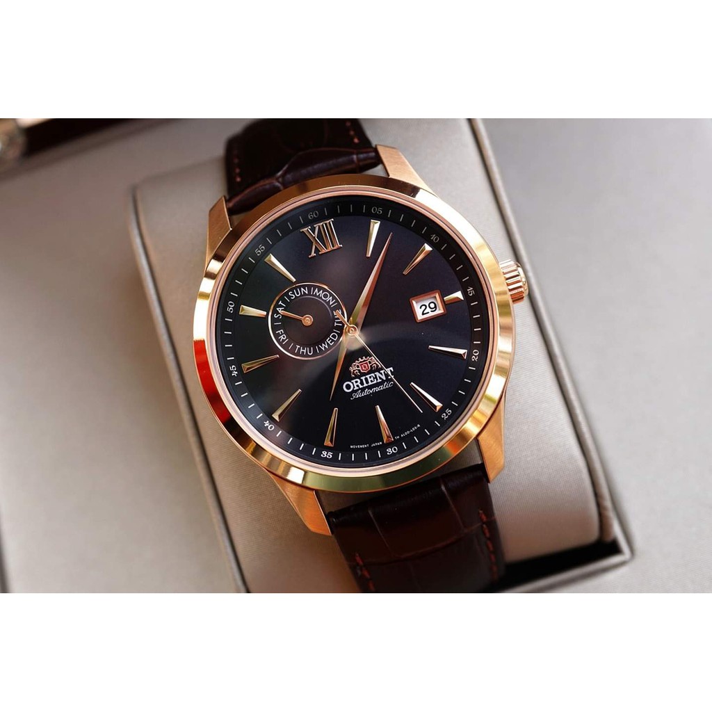 Đồng hồ nam Orient Day Date Black Rose Gold - FAL00004B0 - Máy Automatic cơ