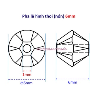 10 Hạt Pha Lê💎Cao Cấp Hình Thoi 6mm 🦗denhuihandmade🦗