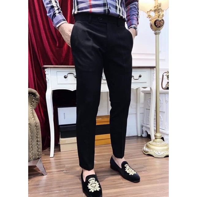 Quần Vải Kẻ Đỏ Chất Mịn Chống Nhăn Ít Bám Bụi Không Phai Màu Phong Cách