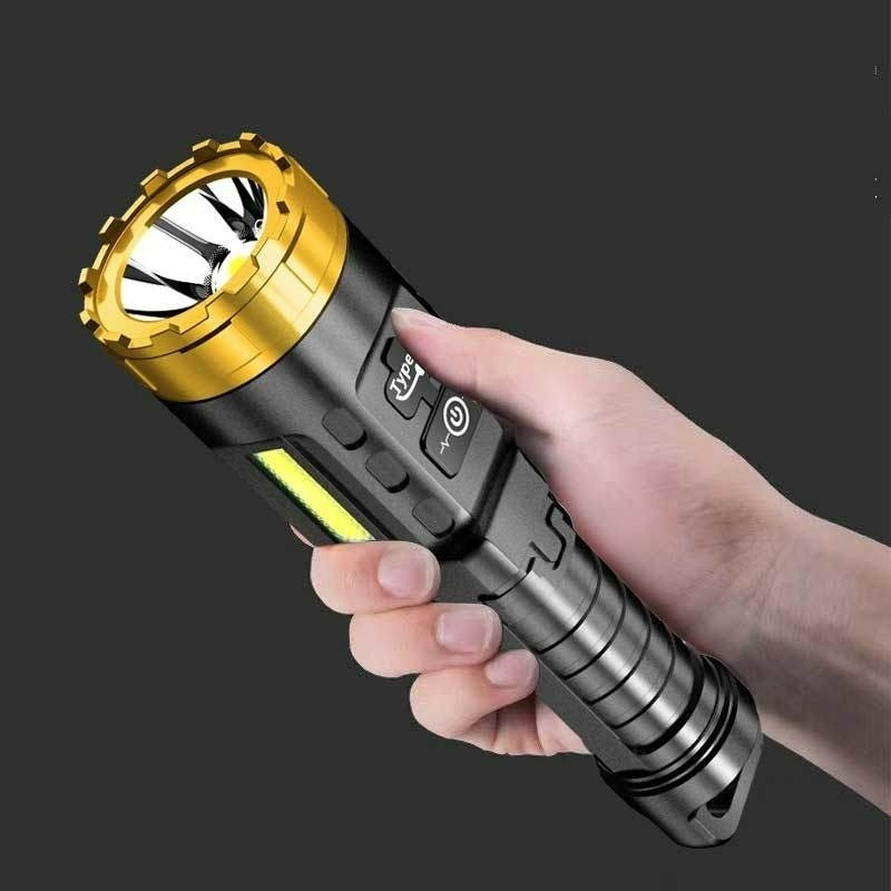 Đèn Pin Led COB Hai Bóng Có Thể Sạc Lại Dùng Cho Cắm Trại Ngoài Trời