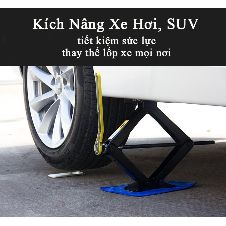 Bộ kích nâng gầm ô tô, xe hơi, SUV 2.5 tấn chất liệu thép cán nguội (1 cờ lê + 1 kích)