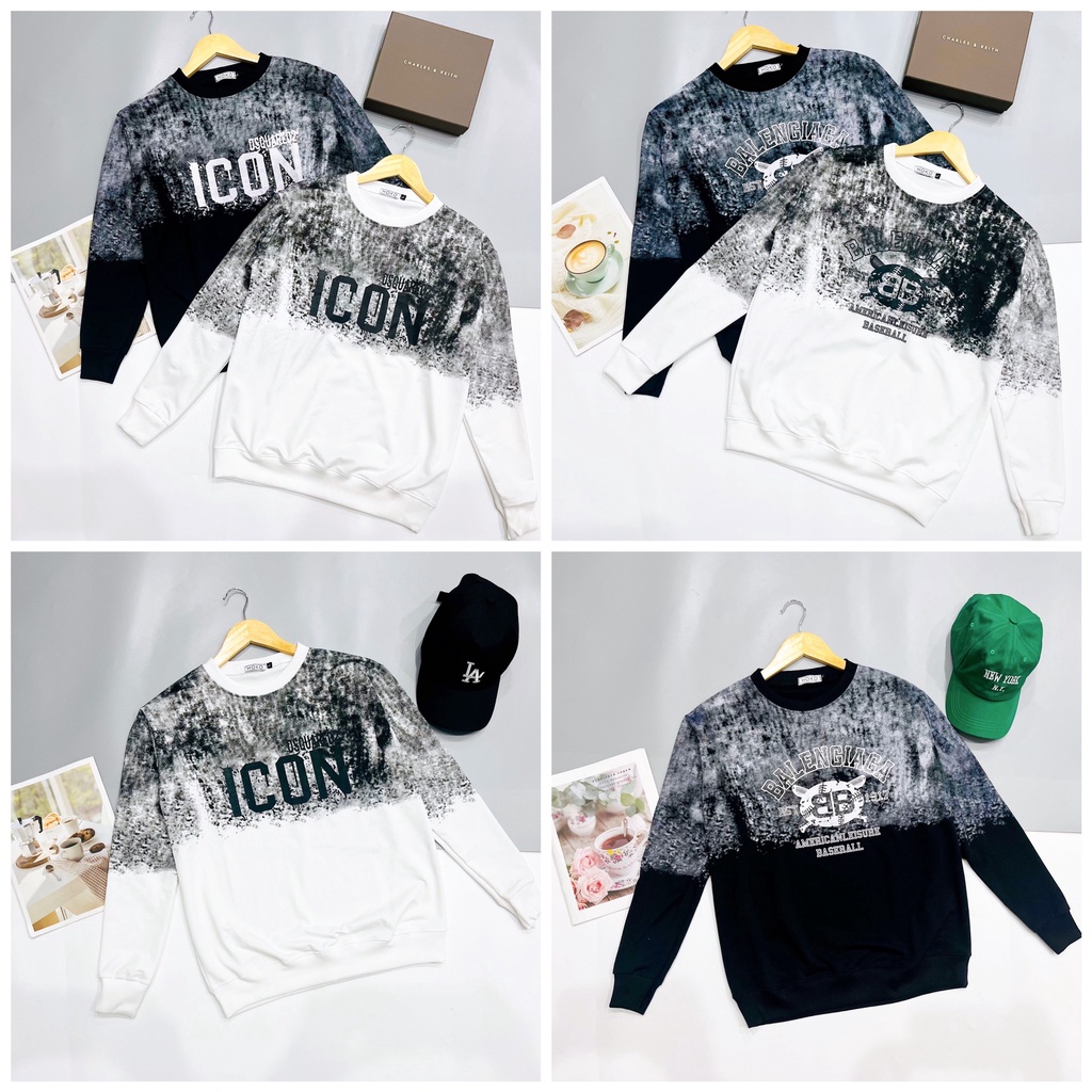 Áo nỉ sweater nam nữ dài tay in hình BALEN, ICON chữ loang, áo đôi thu đông dài tay giữ ấm tốt giá rẻ