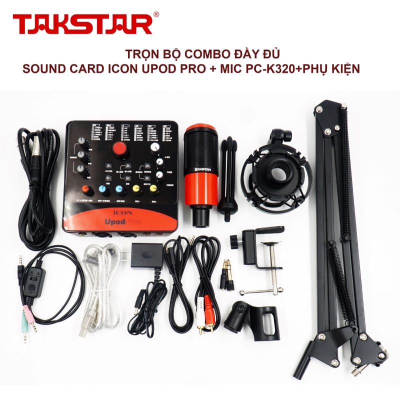 Bộ Mic Livestream Hát Karaoke Chính Hãng Đầy Đủ Sound Card Icon Upod Pro, Mic Takstar PC-K320 &amp; Phụ Kiện Bảo Hành 1 Năm