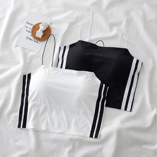 Áo Bra Tập Gym Yoga 2 Dây Phối Sọc Quyến Rũ Có Sẵn Mút Lót | BigBuy360 - bigbuy360.vn