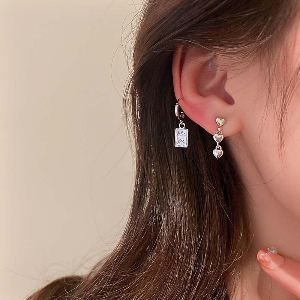 EXPEN Bộ Khuyên Tai Tua Rua Hình Trái Tim Nhỏ Đơn Giản Dễ Thương Cho Nữ