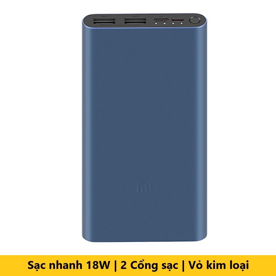 [BH 1 ĐỔI 1  THÁNG] Sạc dự phòng Xi aomi 10000mAh Gen 3 Bản Sạc Nhanh 2020 – Xi aomi Mi 18W Fast Charge Power Bank