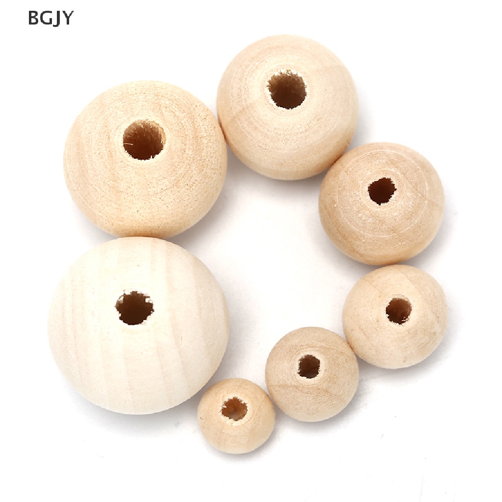 BGJY Round Wood Spacer Bead Natural Unpainted Wooden Ball Beads DIY Craft Jewelry NEW