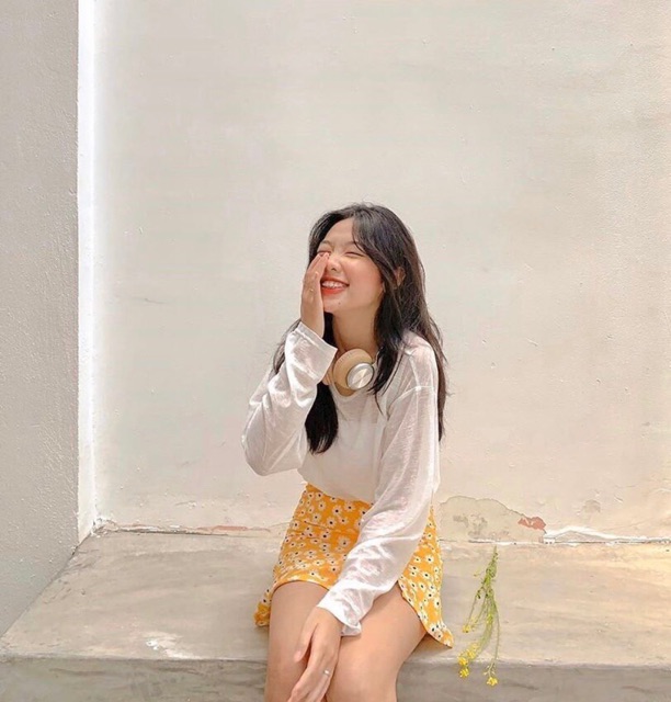 SET CHÂN VÁY HOÁ KÈM ÁO TRẮNG TAY DÀI