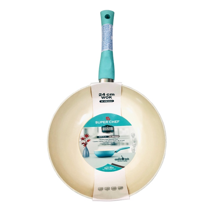 Quánh, Nồi nắp kính, chảo bếp cao cấp tráng men Super Chef Blue