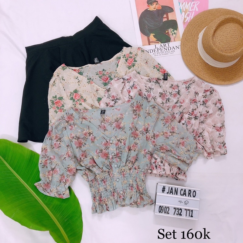 Áo Hoa Thêu Dạng Bo Thun Vạt Áo Màu Mới Về -  Jancaroshop