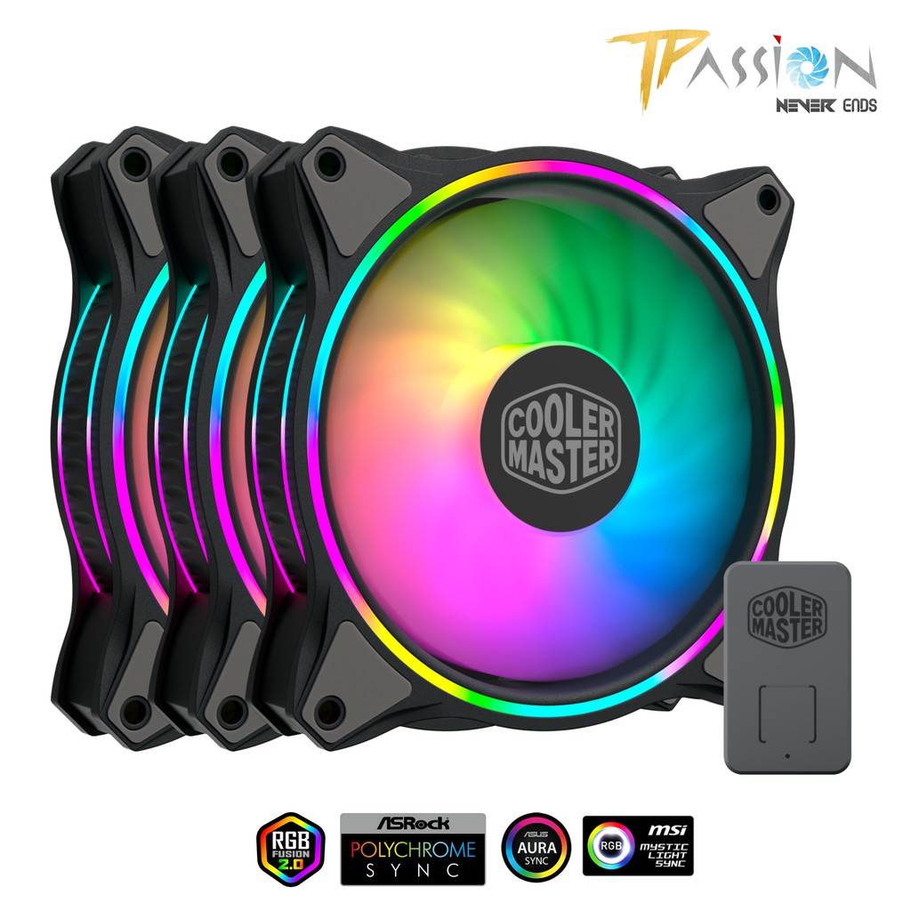 Bộ 3 quạt Fan Case Cooler Master MF120 HALO 3 IN 1 ARGB kèm Controller - Bảo Hành Chính Hãng 12 Tháng, Led Rainbow