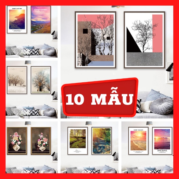 Bộ 2 - Tranh treo tường - Trang trí phòng khách Hiện đại/Gỗ MDF Hàn Quốc chống ẩm mốc, mối mọt TD14