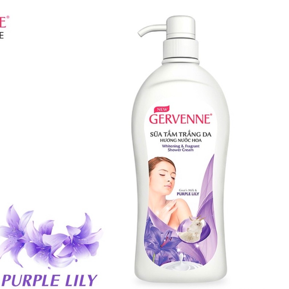 Sữa tắm Trắng da Hương nước hoa Gervenne Purple Lily (900g/chai)