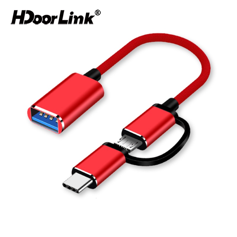 Dây Cáp Chuyển Đổi Dữ Liệu HdoorLink Type-C + Micro USB 2.0 OTG 2 Trong 1 Cho Điện Thoại/Máy Tính Bảng/Ổ Đĩa U/Macbook