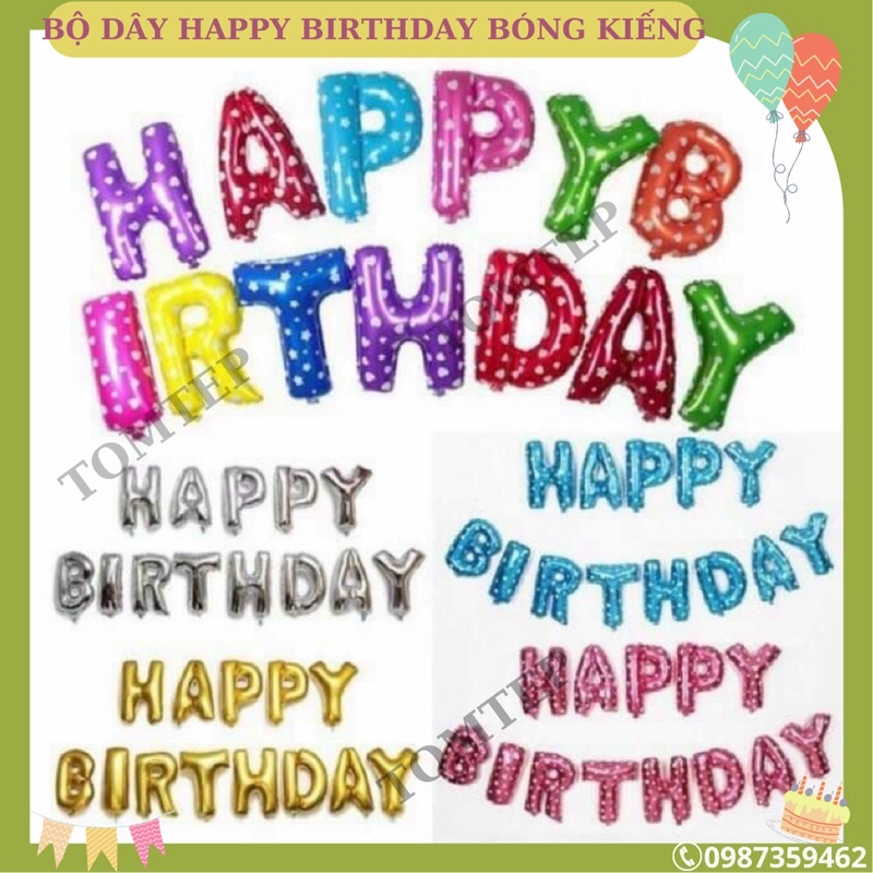Bộ dây HAPPY BIRTHDAY bóng kiếng nhiều màu giá sỉ