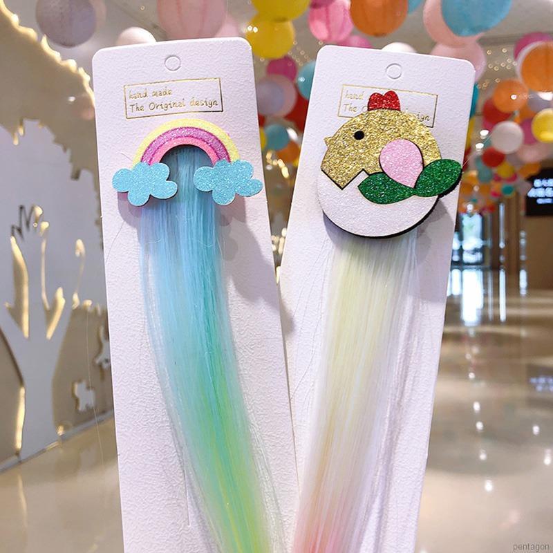 Kẹp Tóc Mái Giả Hình Thỏ Màu Cầu Vồng Dễ Thương Cho Bé Gái