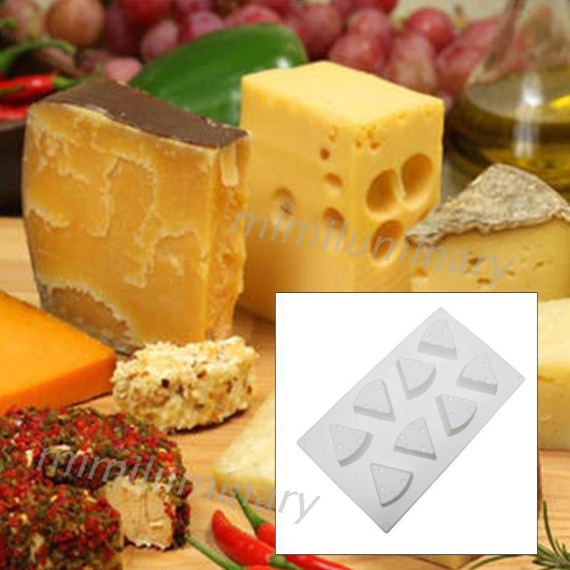 Khuôn Bánh 8 Ngăn Chống Dính Hình Miếng Phô Mai Đáng Yêu