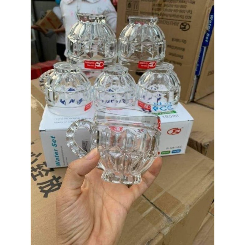 Bộ 6 cốc thủy tinh pha lê dày dặn đẹp lung linh