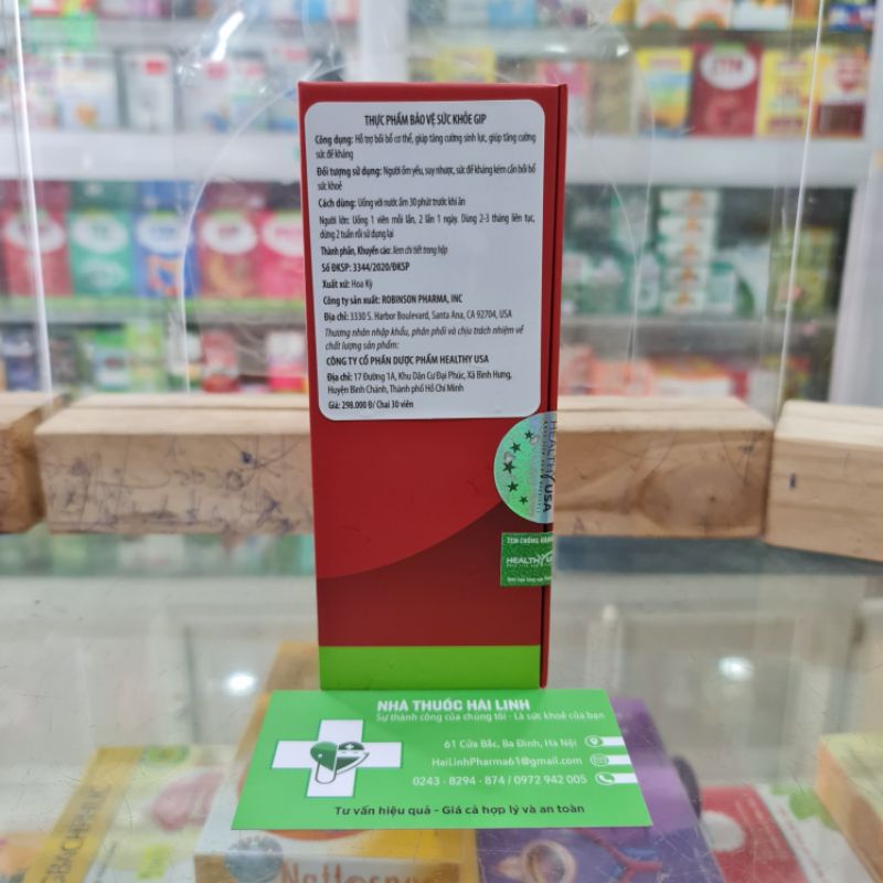 Viên uống Tăng đề kháng Gip Health Usa sâm, đông trùng ⚡ Nhập khẩu Mỹ ⚡ Hộp 30 viên Bồi bổ, Tăng cường sinh lực