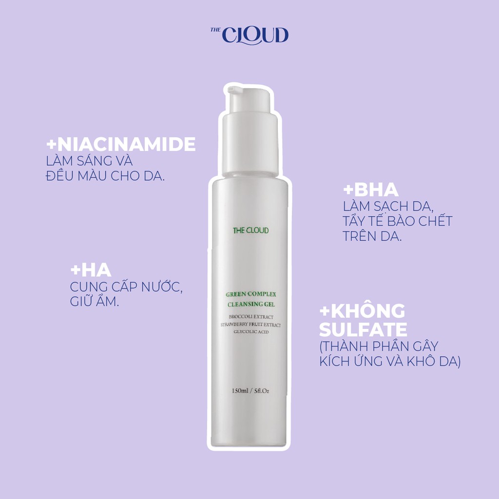 Sữa rửa mặt dạng gel nhẹ dịu The Cloud Green Complex Cleansing Gel 150ML | BigBuy360 - bigbuy360.vn