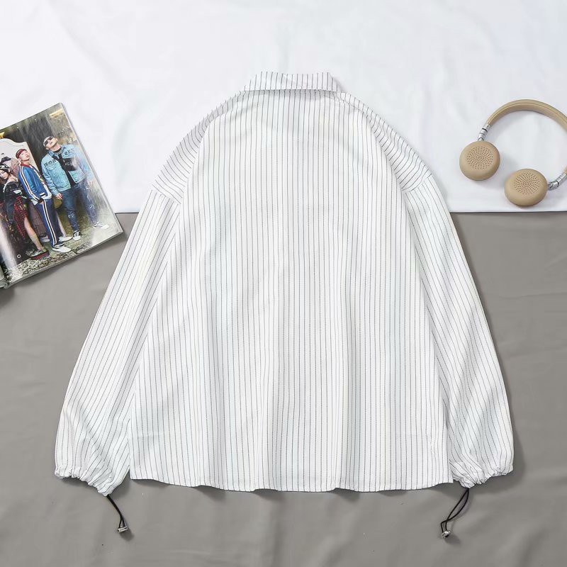 Korean Fashion Striped Men's Long Sleeve Shirt