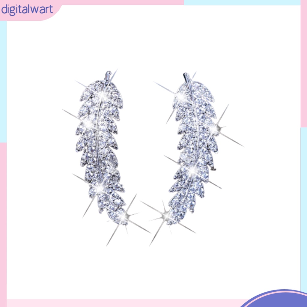 Cặp khuyên tai hình lá đính kim cương giả sang trọng cho nữ