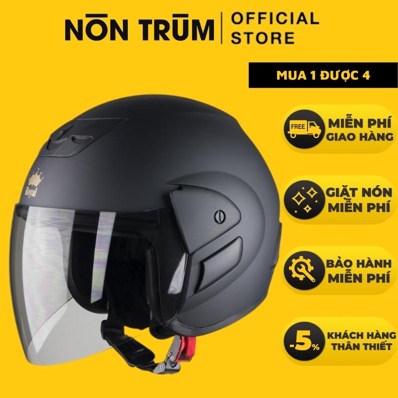 Nón bảo hiểm 3/4 ROYAL có kính M01 đen nhám