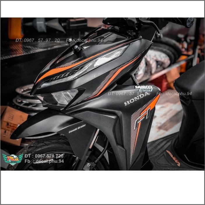 Tem Rời Vario đen nhám Cam 2020 (V)