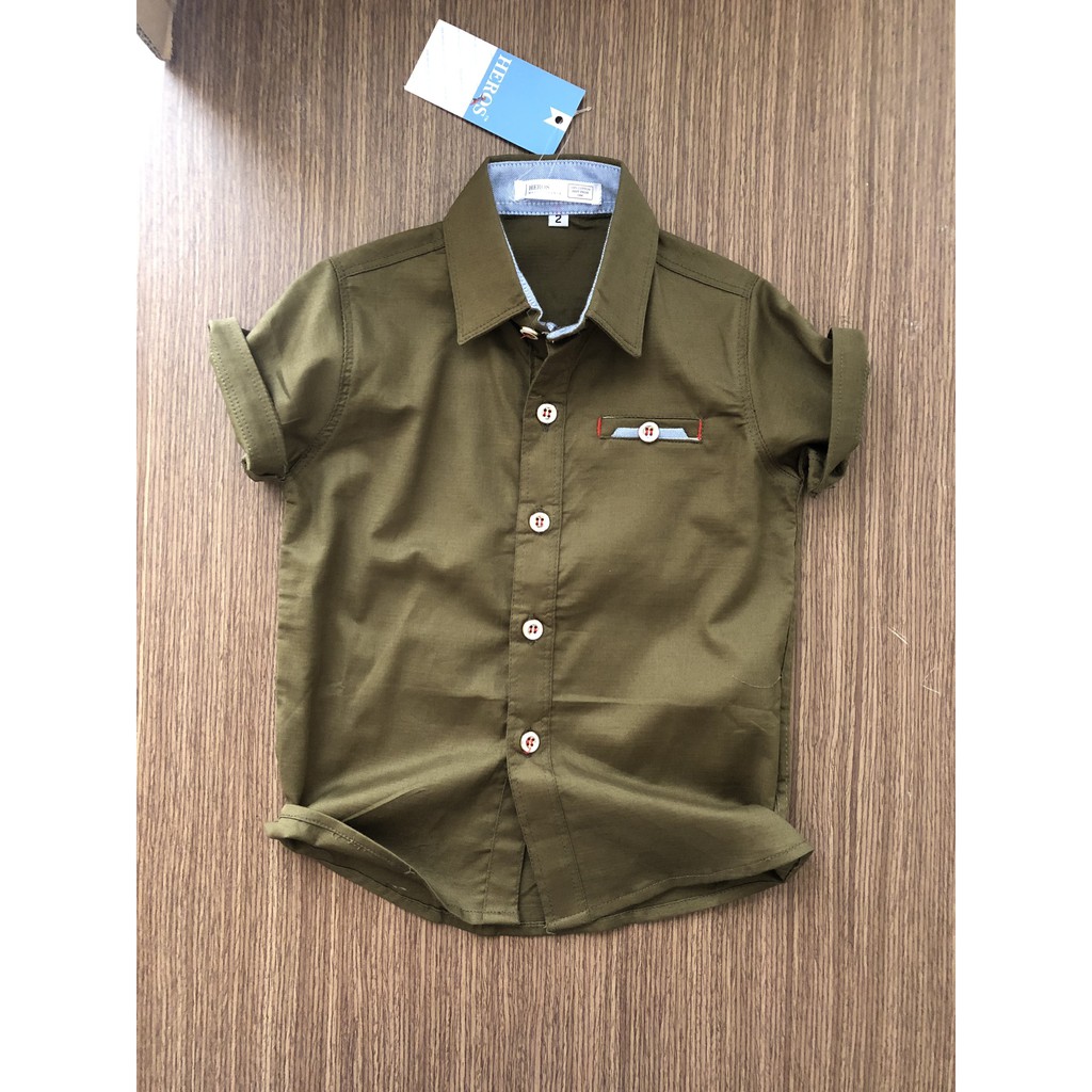 ÁO SƠ MI TRẺ EM COTTON TAY NGẮN