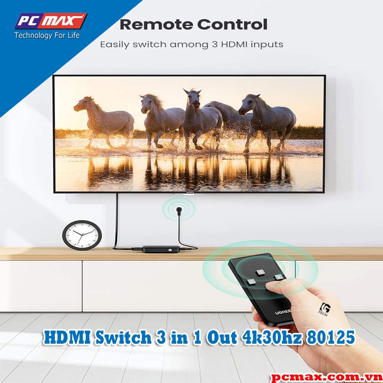 Switch gộp HDMI 3 vào 1 Full HD  4k/30hz Ugreen 40234 80125 - Hàng chính hãng