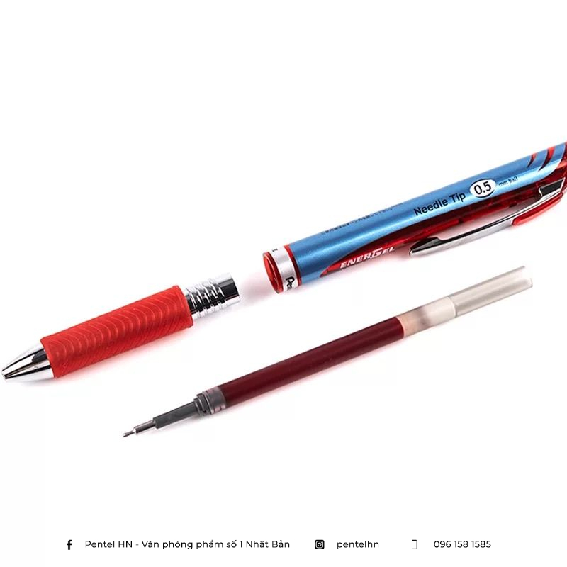 Ruột Bút Ký Mực Gel Pentel LRN5 Ngòi 0.5mm | 3 Màu Mực Xanh/ Đen/ Đỏ | Thay Mọi Loại Bút Gel Của Pentel