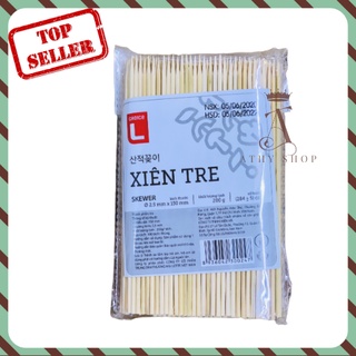 XIÊN TRE 200G 2.5X150MM, 285 cây xiên chiên nướng thịt cá viên, thanh tre xiêng đồ nướng