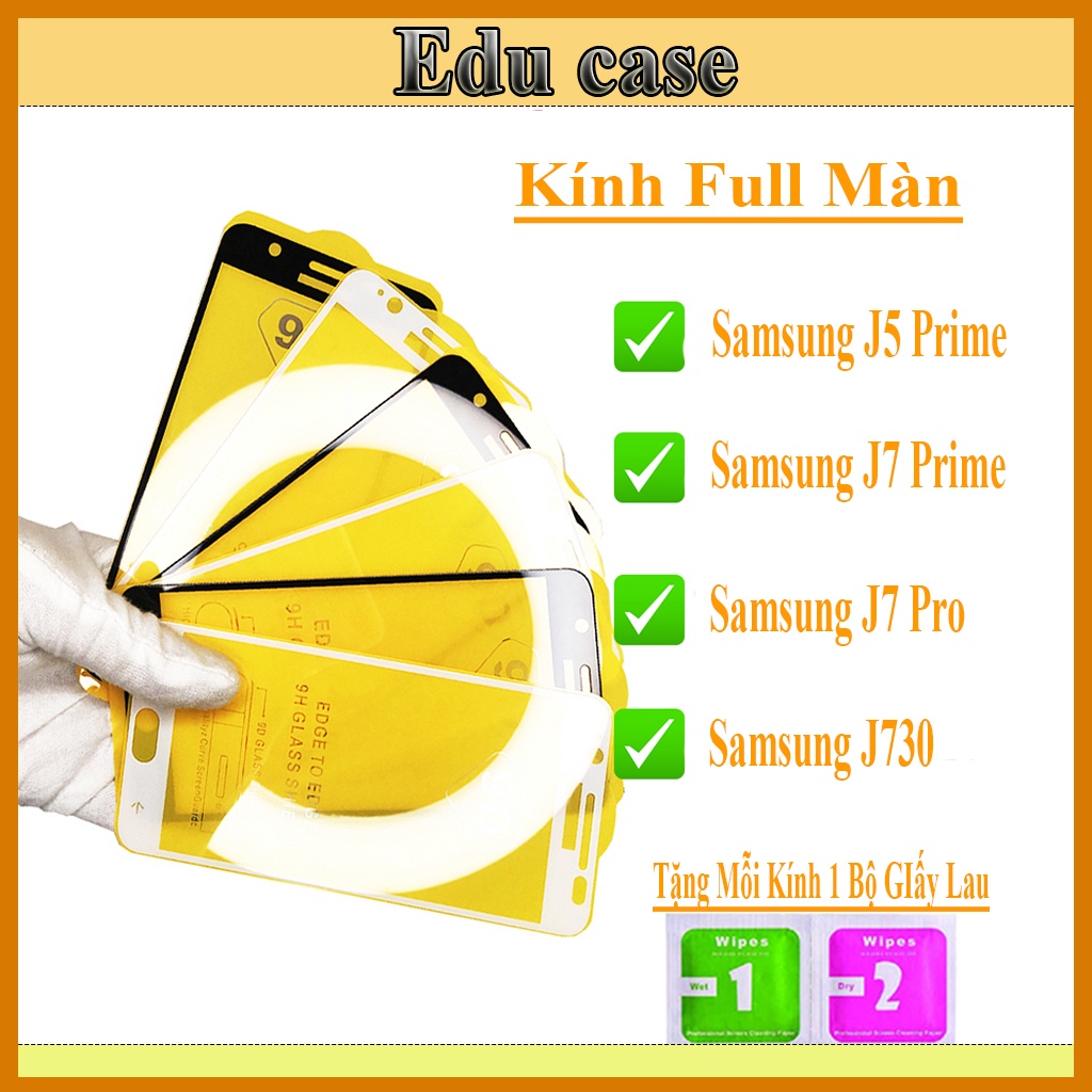 Kinhs Cường lực Samsung J5 Prime/Samsung J7 Prime/ Samsung J7 Pro/Samsung J730 &quot;9D Full Màn Hình&quot; (Tặng Kèm Giấy Lau)