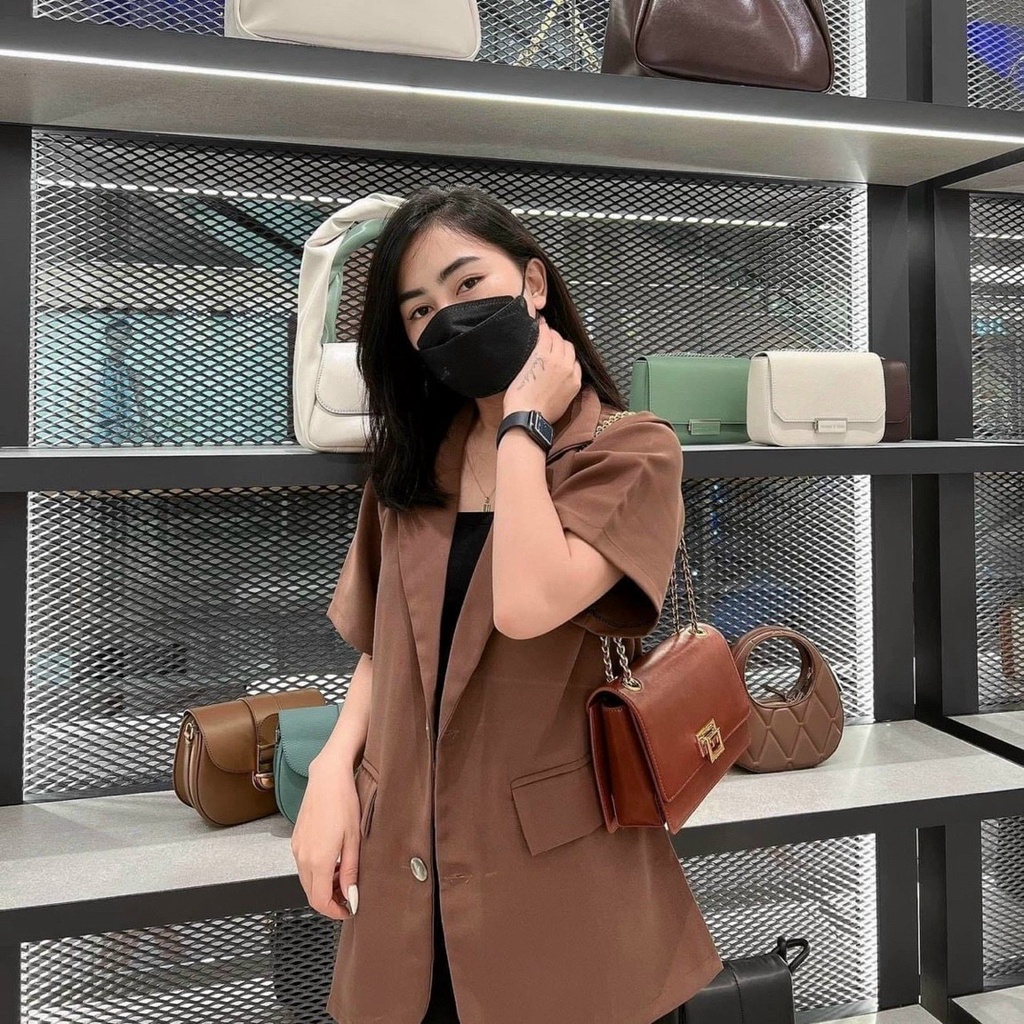 túi kẹp nách + đeo chéo nữ size 24 cm CK2-20840206 nâu full box