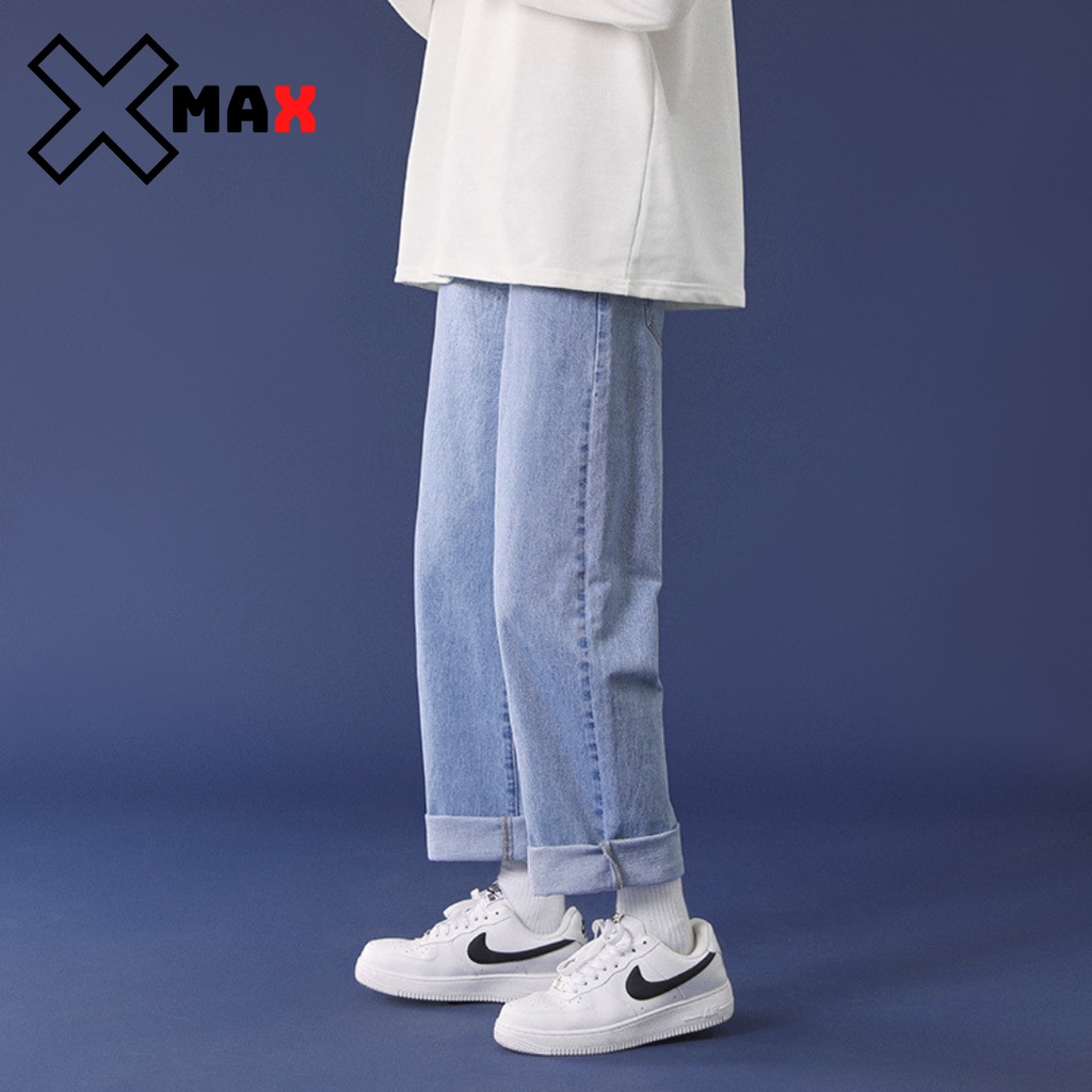 Quần jean nam, nữ Baggy ống suông, rộng, quần bò nam nữ đẹp dáng suông hottrend hàn quốc 2023 MAXSTORE B001-2