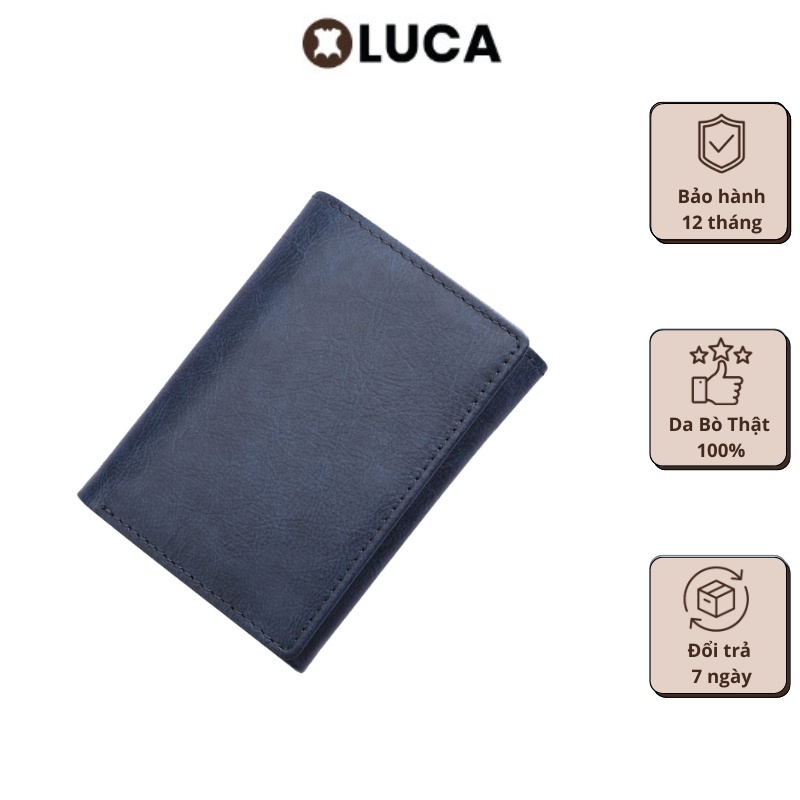Ví Nam Gấp Ba LUCA Da Bò Thật Nhiều Ngăn Tiện Lợi Bảo Hành 24 Tháng