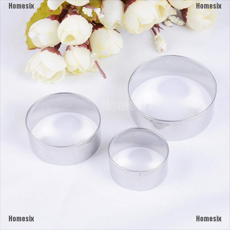 Set 3 Khuôn Làm Bánh Hình Tròn Bằng Thép Không Gỉ