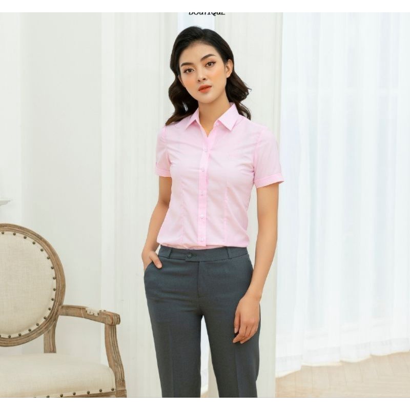 CHÍNH HÃNG THÁI HOÀ Áo sơ mi nữ màu hồng trẻ trung 047 8919