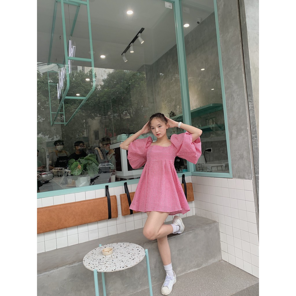 áo váy xòe tay bồng vải bèo nhún TKA249 LOLLIE STUDIO
