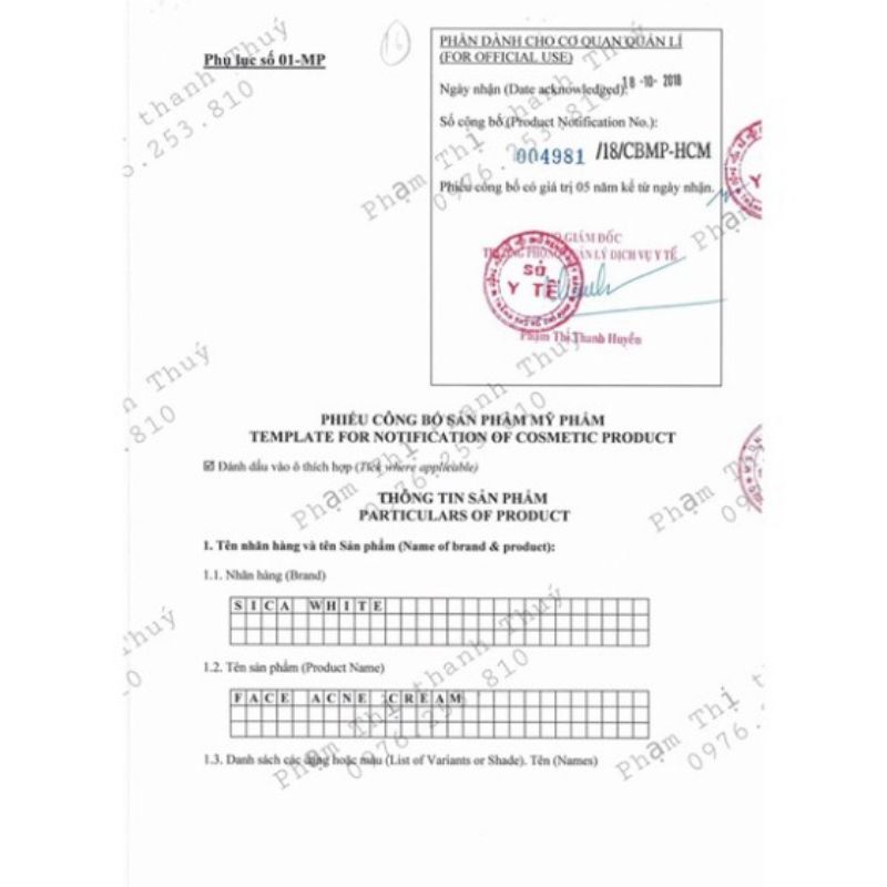 KEM FACE  ACNE  SICA