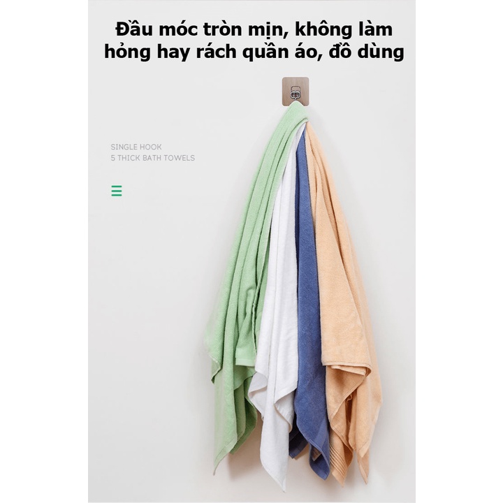 Móc dán tường mạ inox không gỉ loại cực tốt, móc dán nhà tắm chịu lực 20kg MDT00012