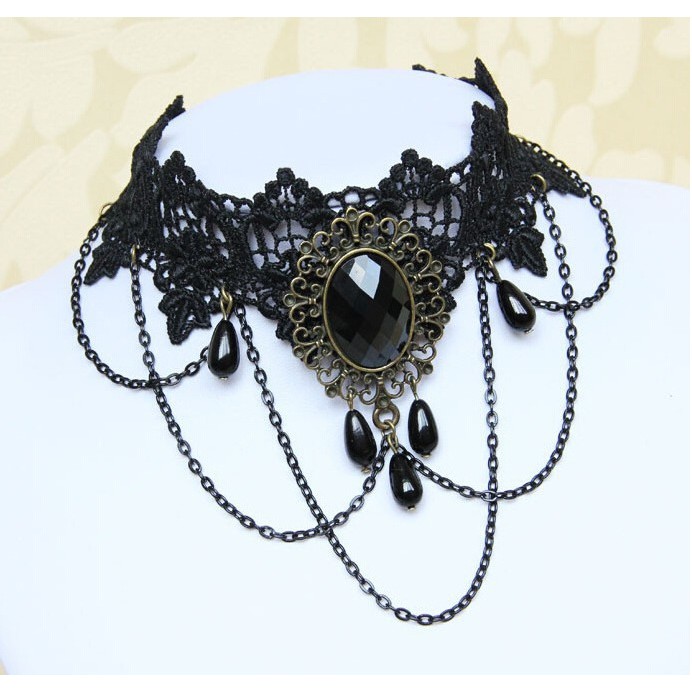Choker Ren Màu Đen Phong Cách Vintage