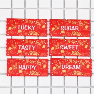 Túi kẹo nougat màu đỏ mẫu Tết 4x9cm set 50 túi