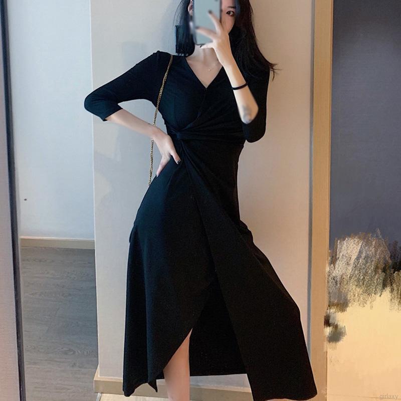 Đầm ôm Dáng Dài Xẻ Tà Phong Cách Hàn Quốc Thời Trang