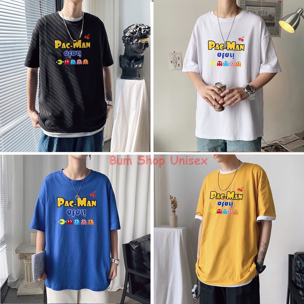 Áo Thun Tay Lỡ Unisex Form Rộng Nam - TTL699 Pacman - Chất Cotton Mềm Mịn Mát - Form Oversize < 75kg Cực Chất