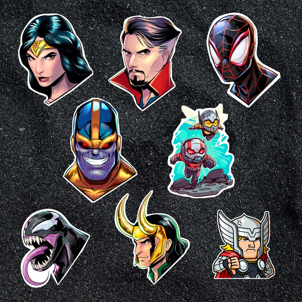 Sticker Marvel DC Comics chống nước sticker dán laptop, điện thoại, đàn guitar, mũ bảo hiểm, vali, xe máy