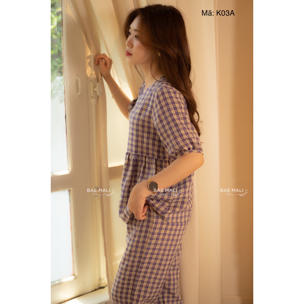 Đồ bộ pijama ngắn tay, quần dài dáng baby doll,chất vải mềm mịn mát