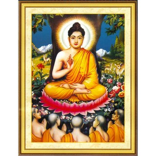 Tranh Thêu Chữ Thập (THÊU TOÀN BỘ) Bồ Tát Hành Pháp Khổ Hạnh Cùng Năm Đạo Sĩ Kondanna A1100 (KHÁCH TỰ THÊU) KT:59X78CM
